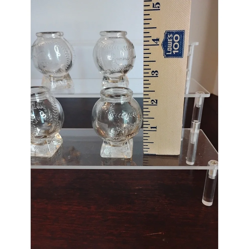 Vintage MVP Clear Glass Baseball Shot Glasses Toothpick Holders Set of 4